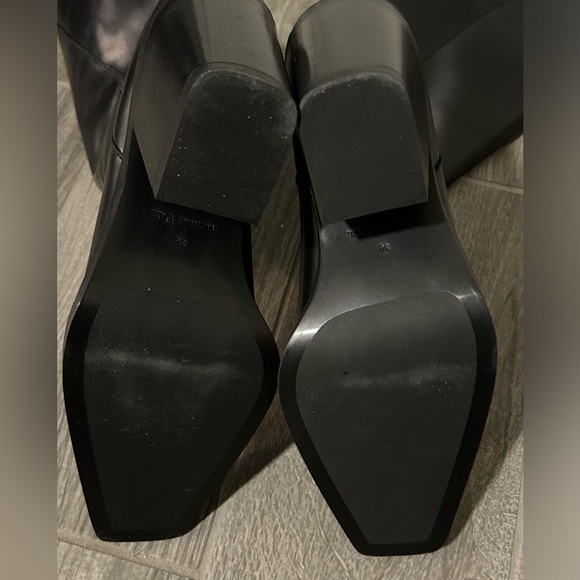 Zara x Massimo Dutti Women’s Leather Boots Square Toe Heels 38 NWT US 7.5 - Picture 6 of 9